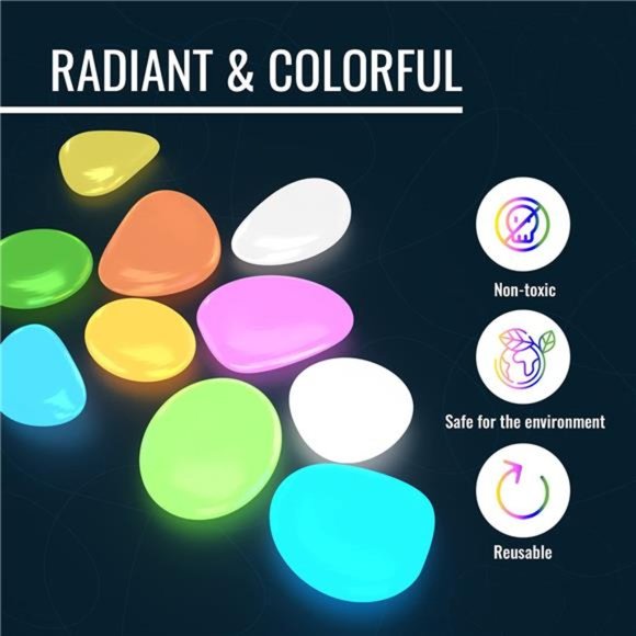 Glow in The Dark Rocks 450PCS,Glowing FishTank Pebbles-Indoor/Outdoor Yard Décor - Picture 2 of 6